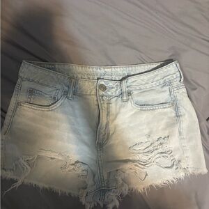 American Eagle Outfitters Light Blue Ripped Jean Shorts